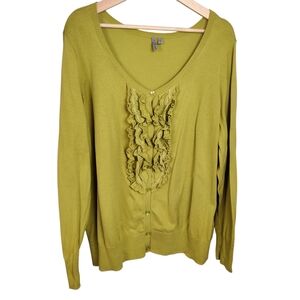 Caslon Ruffle Front Women's Cardigan, 2X